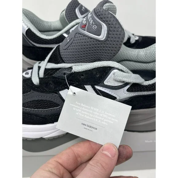 New Balance 990v6 990 Made in USA SZ 6.5 Womens Black White Silver w990BK6 Shoes - Picture 11 of 13